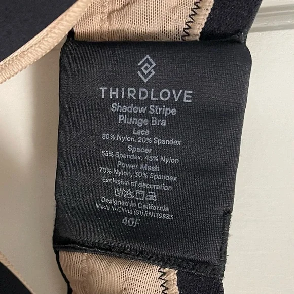 ThirdLove Shadow Stripe Plunge Bra Size 40F Black Lace - Picture 4 of 10